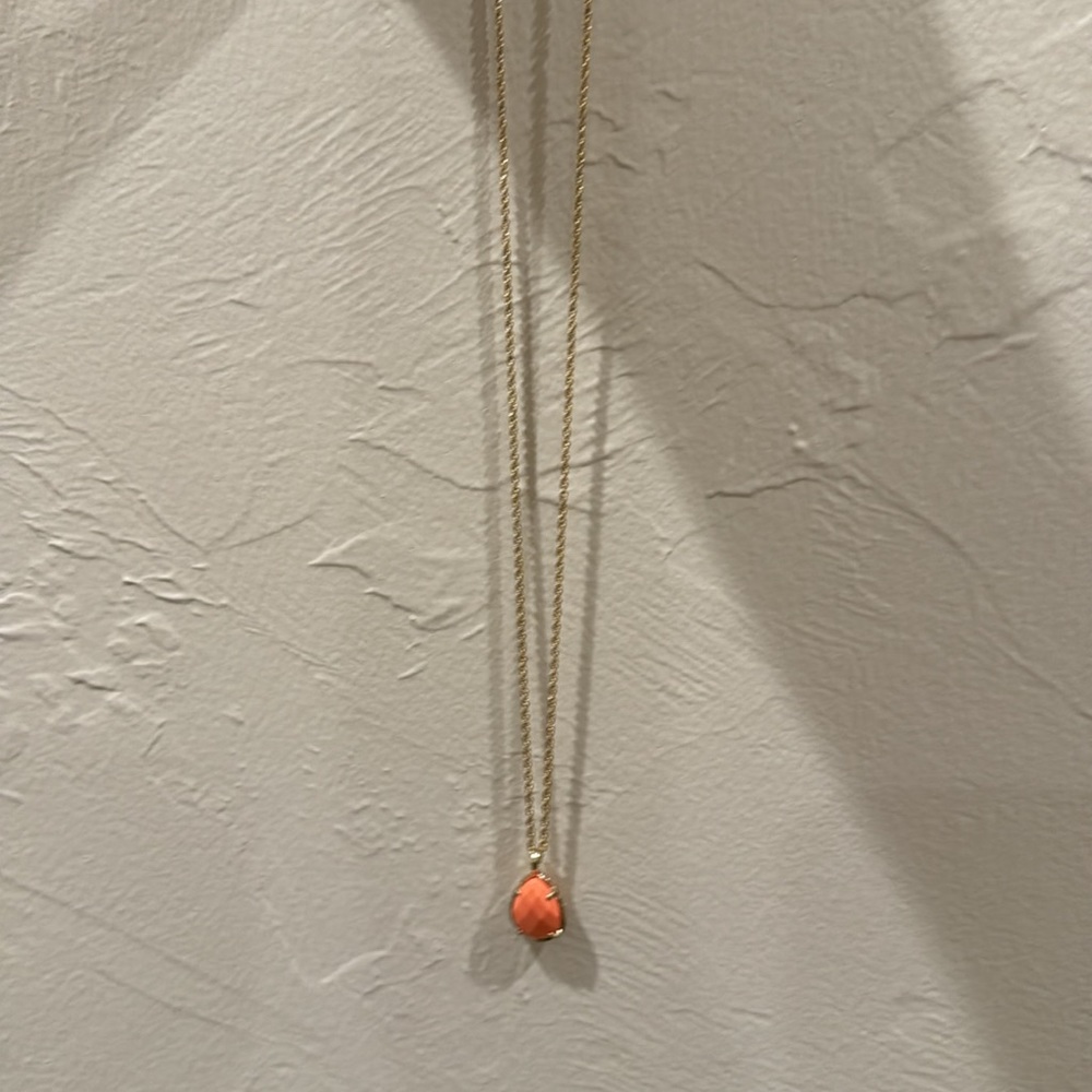 Kendra Scott Gold Necklace with Orange Teardrop Pendant - Picture 6 of 7